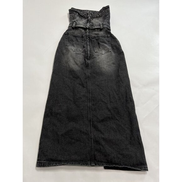 Jaded London Liberty 2 in 1 Detachable Denim Midi Dress in Black - Picture 5 of 7